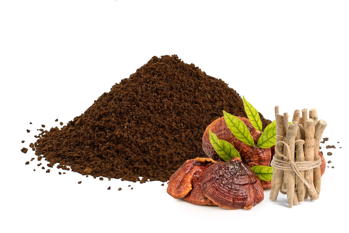 E-shop Adaptogénna bezkofeínová káva s reishi a ashwagandhou - iba mletá, 1000g